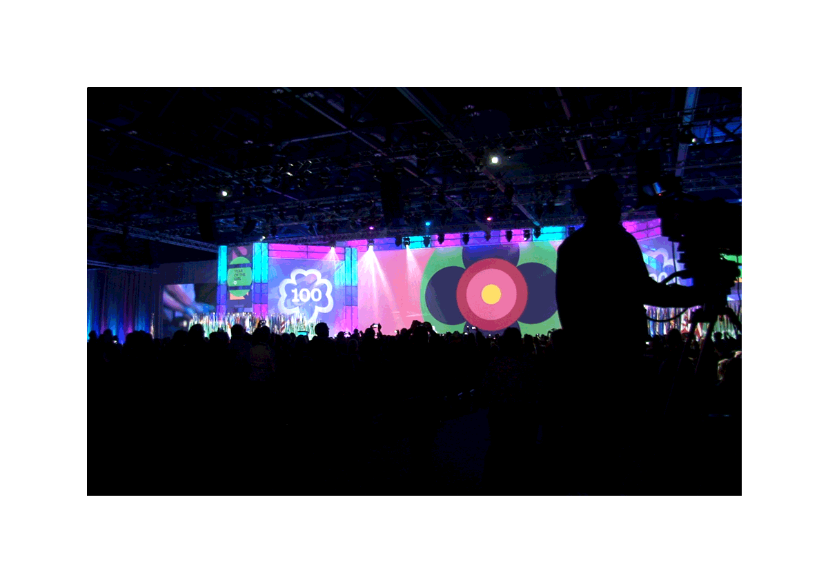 GIRL SCOUTS 52ND NATIONAL CONVENTION<br><br>The main stage needed to serve as a backdrop to two very different-feeling 